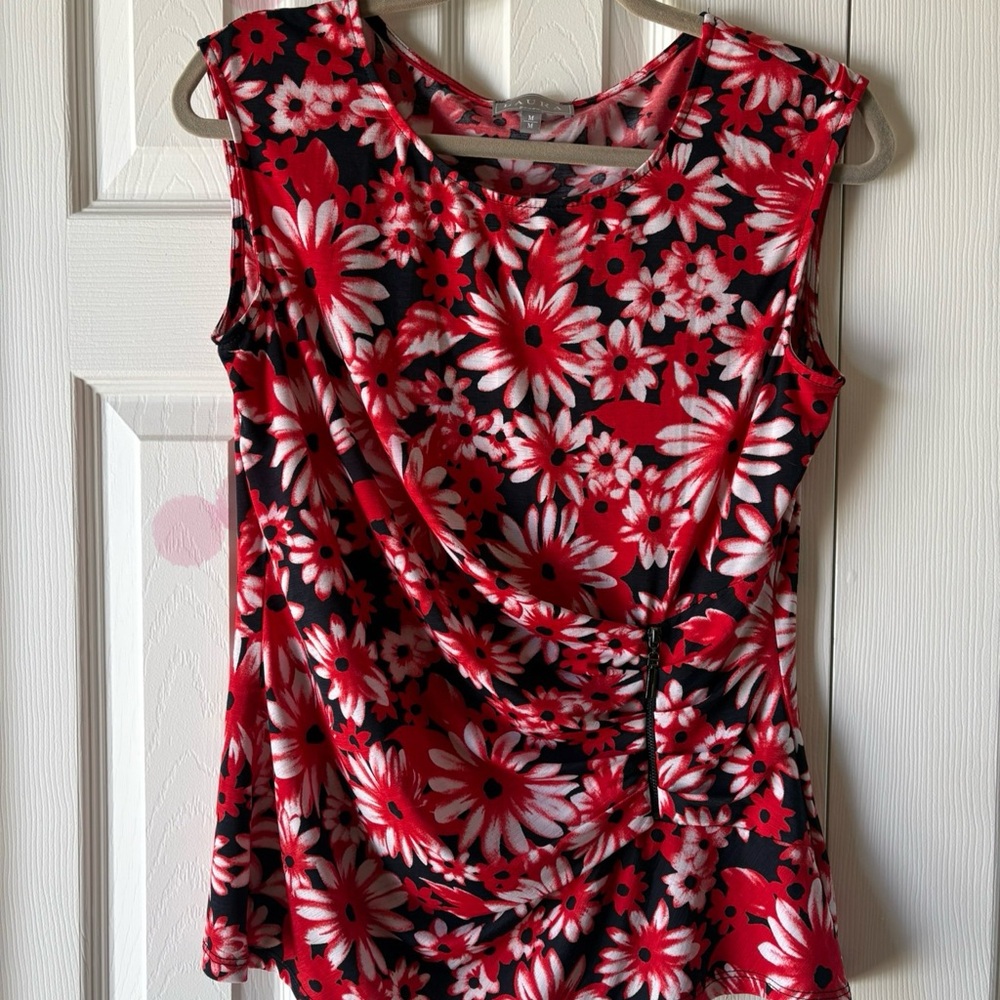 Floral Red and Black Women's Top - Laura